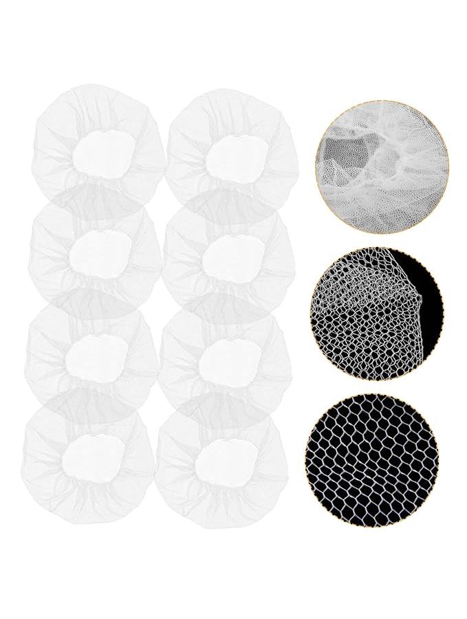 100 White Disposable Nylon Hair Nets Breathable Mesh Caps for Kitchen Food Service - Image 1