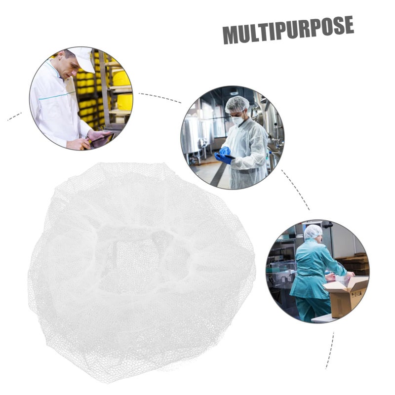 100 White Disposable Nylon Hair Nets Breathable Mesh Caps for Kitchen Food Service - Image 5