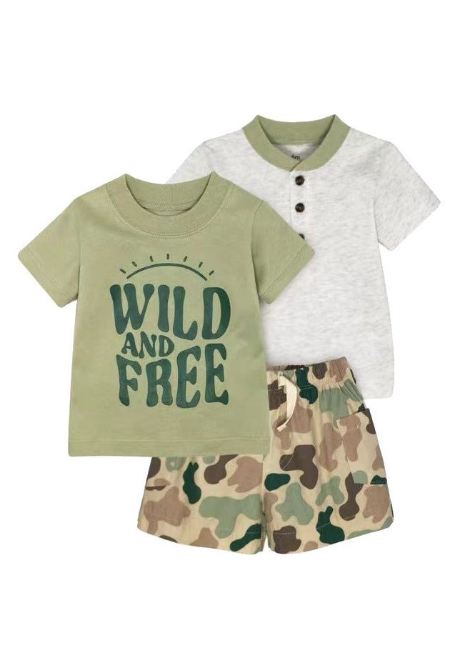 RedMapleTEK Baby Boy Short-Sleeve Shorts 3 Piece Set - Image 1