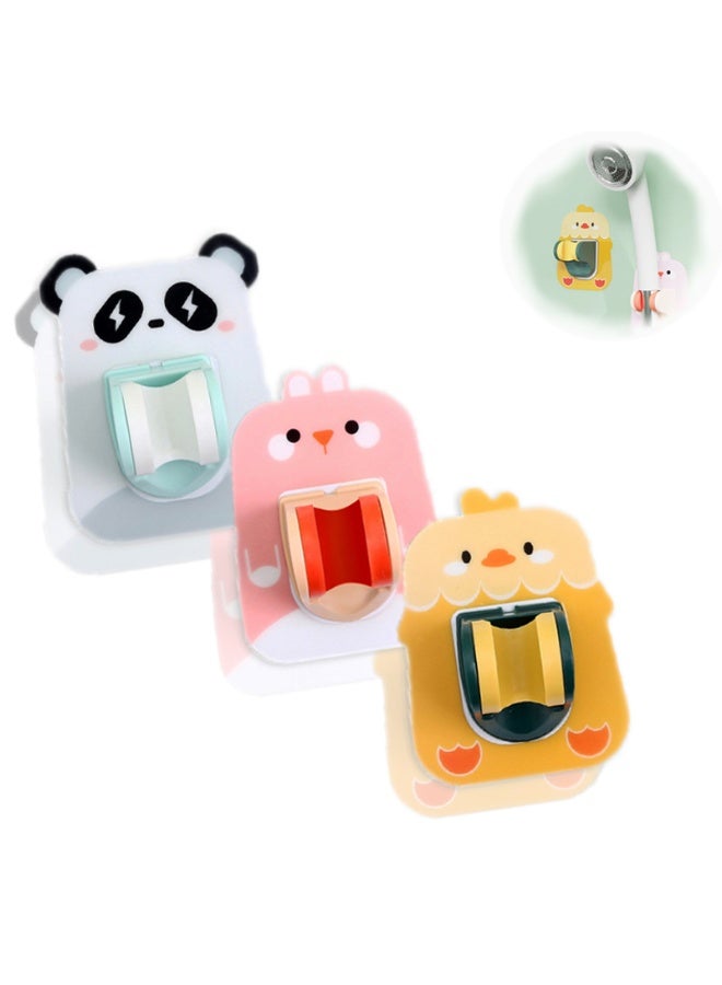 CMGTYYD. حامل دش يدوي قابل للتعديل، بتصميم كرتوني، لاصق، مناسب للمنزل والفندق والحمام، لا يتطلب حفرًا (عبوة من 3 قطع) - Image 1