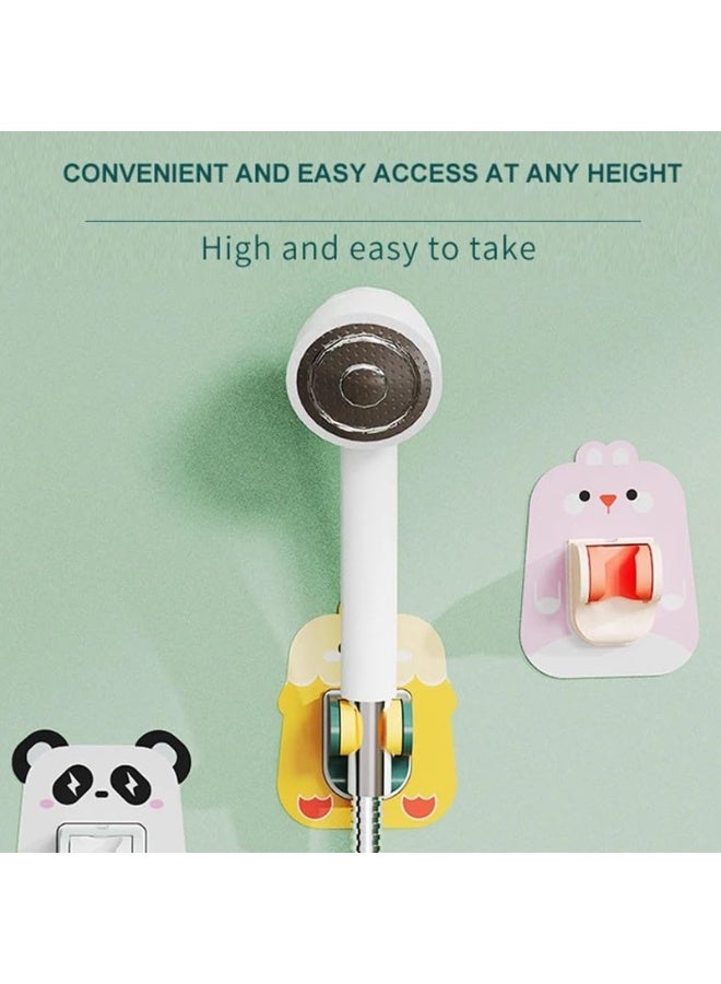 CMGTYYD. حامل دش يدوي قابل للتعديل، بتصميم كرتوني، لاصق، مناسب للمنزل والفندق والحمام، لا يتطلب حفرًا (عبوة من 3 قطع) - Image 4