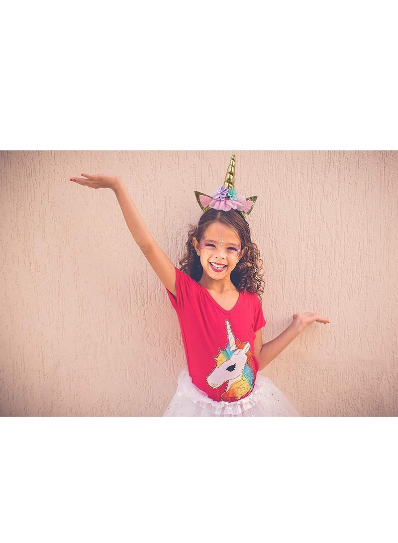 Unicorn Party Supplies Set Glitter Unicorn Headband Unicorn Balloons Gold Happy Birthday Banner Latex And Foil Balloons Decorations Kit ( 27 Value Pack) - Image 2