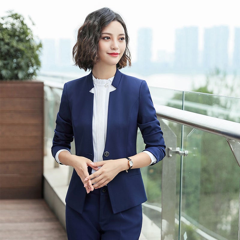 بدلة نسائية بدون كي بأكمام طويلة لمقابلات العمل الرسمية، جاكيت بدلة نسائية نحيفة، ملابس عمل للتنقل - Image 3