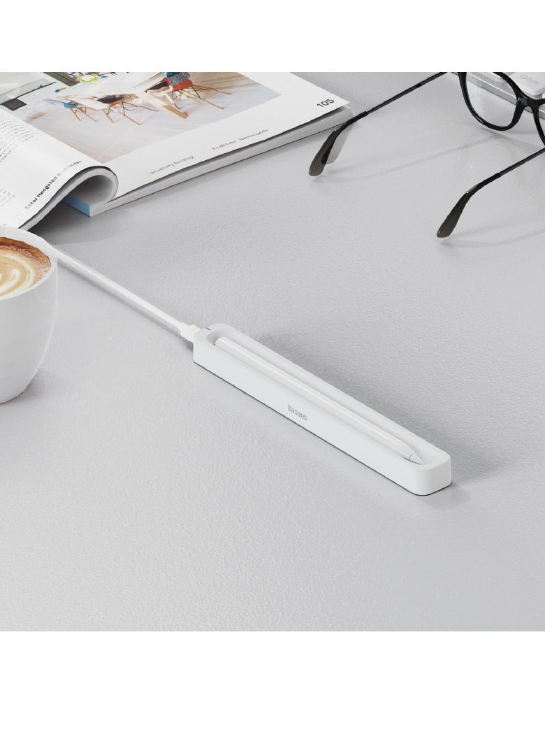 بيسوس حافظة شحن قلم اللمس اللاسلكي متوافقة مع Apple Pencil 2، تشمل كابل شحن نوع-C 3A (0.3م) - تصميم أنيق وعصري لتخزين القلم بشكل مريح وشحن سريع، مثالي للفنانين والطلاب والمحترفين أثناء التنقل - Image 2