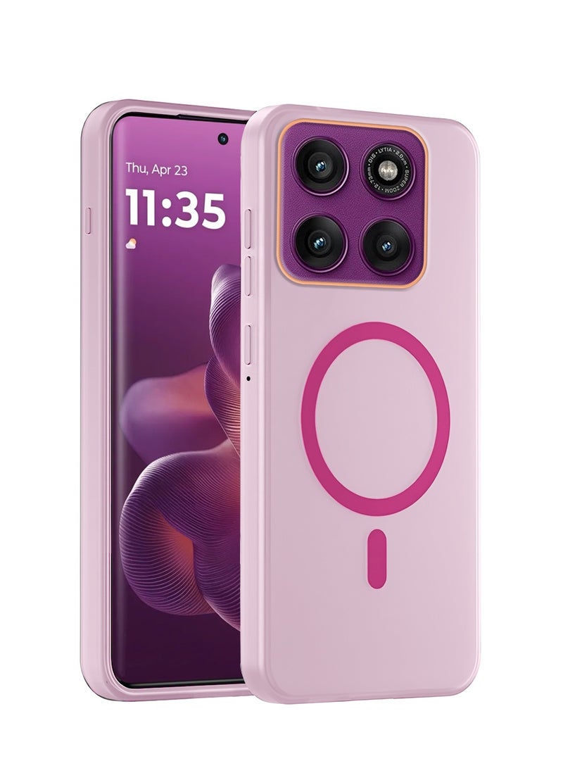 Wtech Motorola Edge 60 Pro 5G 2025 Hybrid Translucent Magsafe with Magnetic Charging Raised Camera Lips Elegant Look Case Cover (MCMPMN) - Baby Pink - Image 1