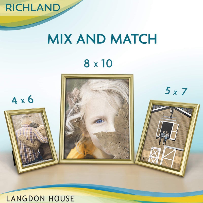 Langdon House 5x7 Picture Frames Set (Gold  6 Pack) Distinguished Edging for Classic Style  Richland Collection - Image 5