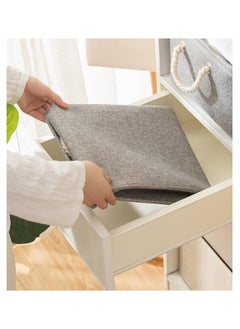 Arabest 3Pcs Fabric Storage Basket : Foldable Large Linen Storage Bin with Cotton Rope Handle Fabric Storage Cubes Closet Organizer for Home Nursery Shelves Clothing Toys Books Gift Decor (Grey)  - Image 5