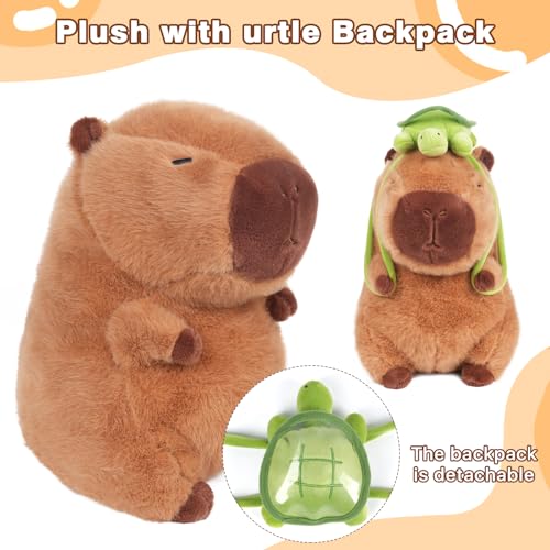 EASELR EASYLR 12inch Cute Capybara Plush with Turtle Backpack, Soft Capybara Plushie Toy Doll Pillow Birthday for Kids (with Bag) - Image 4