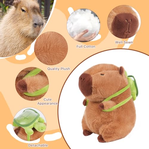 EASELR EASYLR 12inch Cute Capybara Plush with Turtle Backpack, Soft Capybara Plushie Toy Doll Pillow Birthday for Kids (with Bag) - Image 2