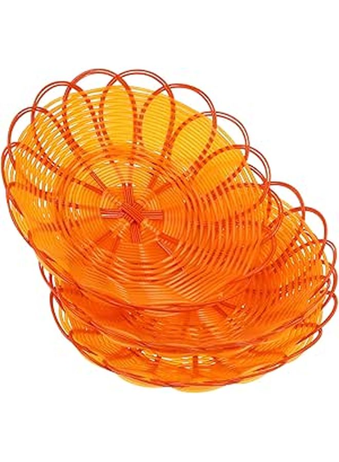 3 Piece Plastic Woven Rattan Snack Storage Basket Set 15cm For Kitchen Picnic Serving - Image 1