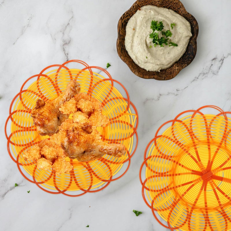 3 Piece Plastic Woven Rattan Snack Storage Basket Set 15cm For Kitchen Picnic Serving - Image 5