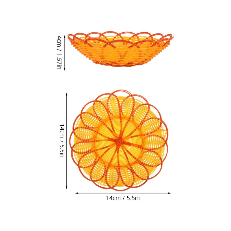 3 Piece Plastic Woven Rattan Snack Storage Basket Set 15cm For Kitchen Picnic Serving - Image 3