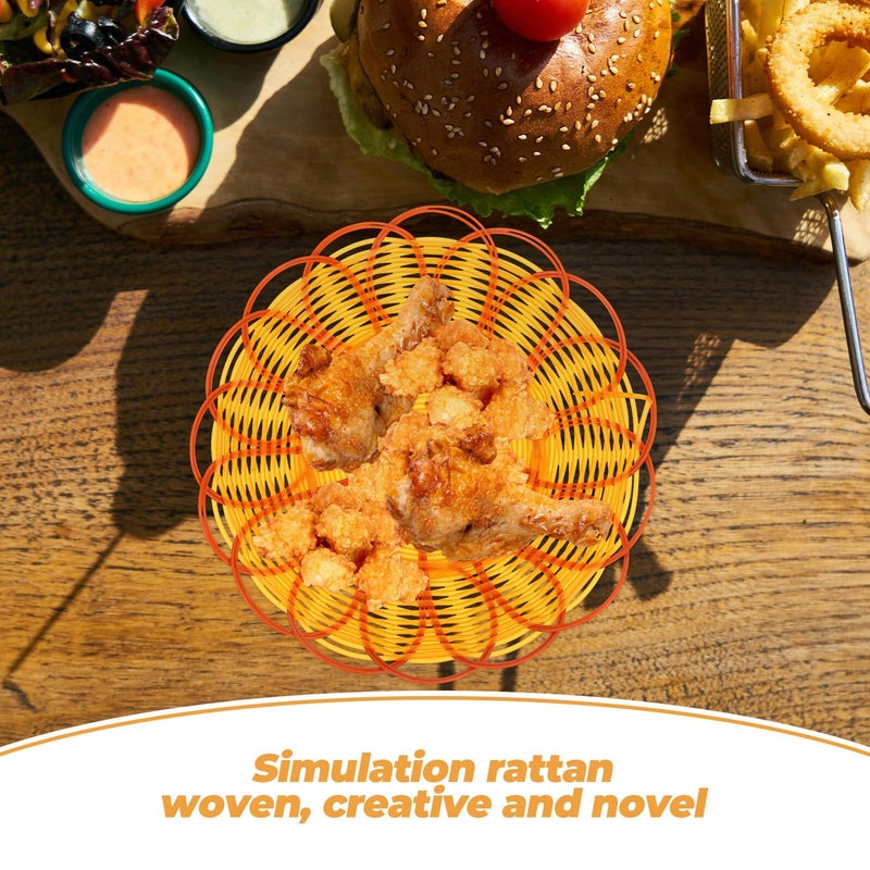3 Piece Plastic Woven Rattan Snack Storage Basket Set 15cm For Kitchen Picnic Serving - Image 4