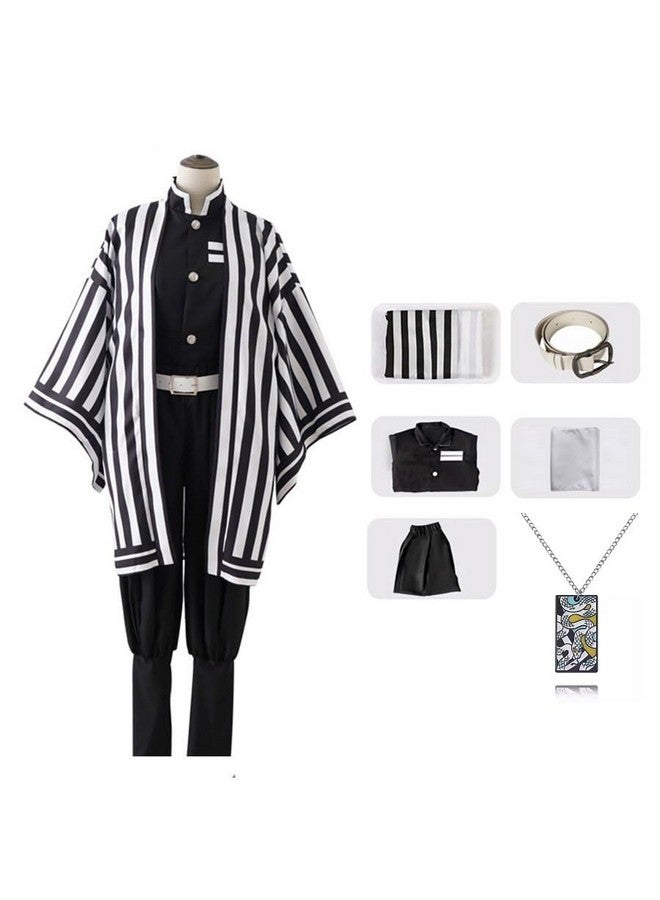 Trunkin Trunkin Cotton Blend Cute Demon Slayer Iguro Obanai Cosplay Kimono Clothing Uniform Collectible Costume Halloween (Xl) Outfit, Multicolour  - Image 1