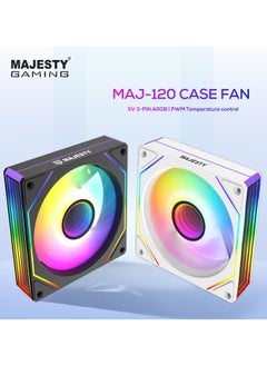 Majesty Majesty Infinity Cooling Fan | ARGB | PWM Speed Adjustment | 12cm | Pin 4 + 5V 3Pin | Hydraulic Bearing for 30K Hours | 1800 RPM (Black - Reverse)  - Image 2