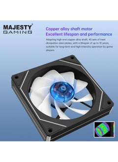 Majesty Majesty Infinity Cooling Fan | ARGB | PWM Speed Adjustment | 12cm | Pin 4 + 5V 3Pin | Hydraulic Bearing for 30K Hours | 1800 RPM (Black - Reverse)  - Image 4