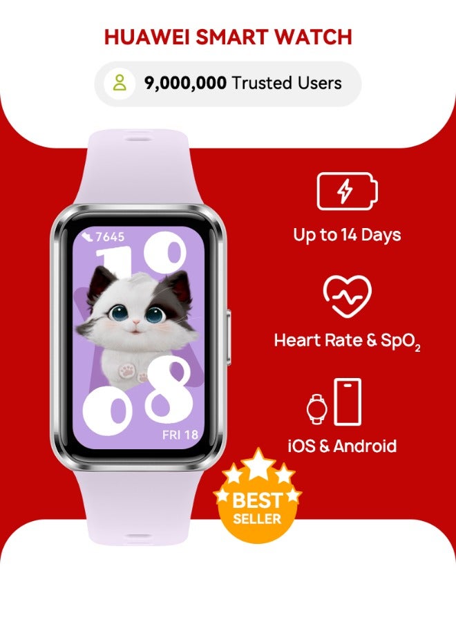 HUAWEI Band 11 Health and Fitness Tracker, Smart Watch, 24/7 Health Intelligence, HRV, Sleep Tracking, Stress Monitor, Emotional Wellbeing, Ultra-Slim, iOS & Android, Up to 14 Days Battery Life Purple - Image 1