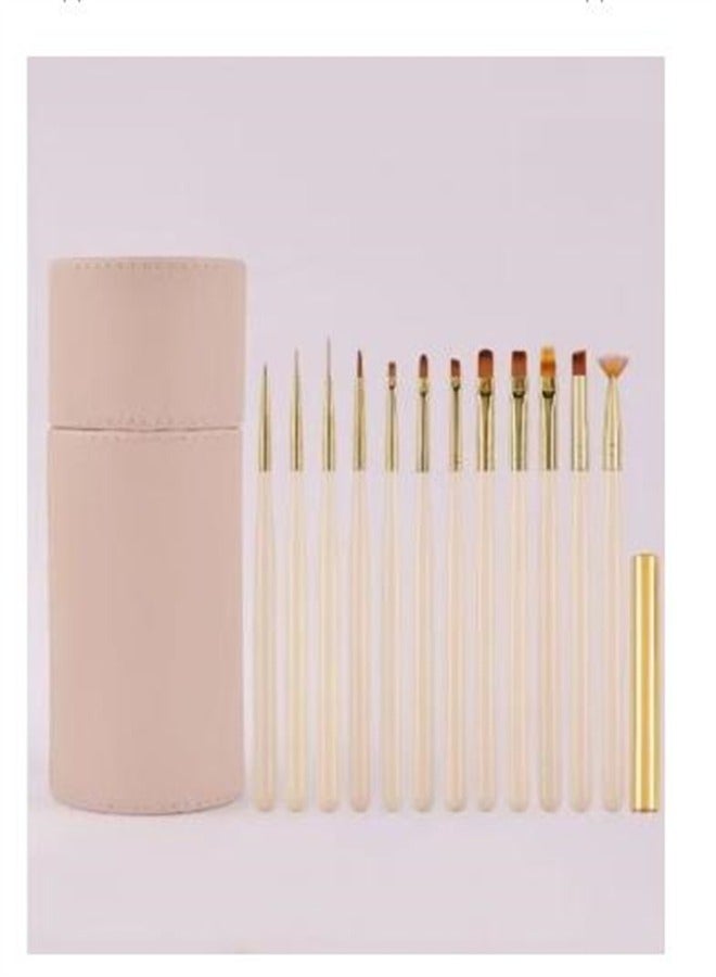 12-Pack Gold Art Brush Set with Pen Holder Children Adult Art Painting Brush PBT Nylon Wool Paint Detail Brush - Image 2