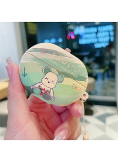 For HuaweiFreebuds Pro3/2 Wireless Bluetooth Headset Cartoon Creative Se3/4i/5i/Pro Soft-Color:Soft Shell Lanyard-Green Sitting Bear-Model:Universal For HuaweiFreebuds Pro3/pro4 (protective Case)