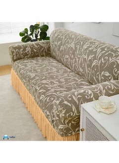 FunBlast Sofa Covers - Jacquard Sofa Covers for Living Room, Universal Seater High Elastic Furniture Protector, Stretchable Sofa Slip Covers with Ruffle Skirt (Four Seater, Brown-) - pzsku/Z8F5623028AFAA9EF3456Z/45/_/1738305905/088580b2-5cd8-43ba-9b88-31c7ecf721df