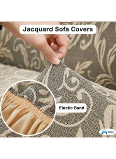 FunBlast Sofa Covers - Jacquard Sofa Covers for Living Room, Universal Seater High Elastic Furniture Protector, Stretchable Sofa Slip Covers with Ruffle Skirt (Four Seater, Brown-) - pzsku/Z8F5623028AFAA9EF3456Z/45/_/1738305914/f0b1c4ac-6259-4a24-b69a-656377d9fc39