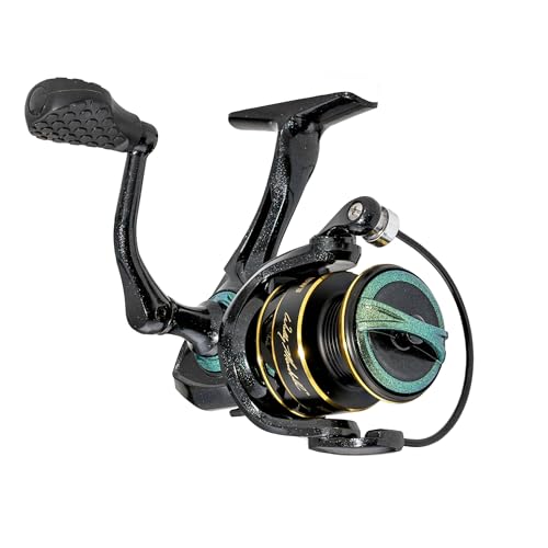 Lew's Lews Wally Marshall Signature Series Spinning Fishing Reel Size 100 Reel 51 Bearings 511 Gear Ratio Graphite Frame and Rotor Interchangeable Retrieve GreenGold Clam Packaging - Image 1