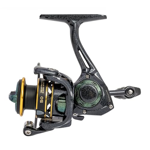 Lew's Lews Wally Marshall Signature Series Spinning Fishing Reel Size 100 Reel 51 Bearings 511 Gear Ratio Graphite Frame and Rotor Interchangeable Retrieve GreenGold Clam Packaging - Image 3