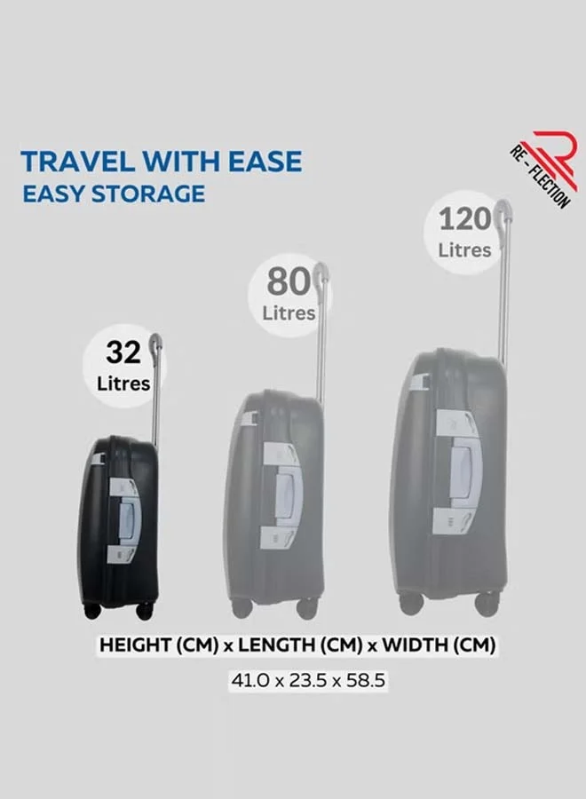 Reflection Reflection Hard Luggage, Trolley Bag with PP Plastic Body with Soft 3 Level Adjustable Handle, Black, 53 cm