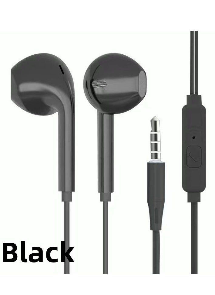 In-ear headphones 3.5mm wired headphones with microphone subwoofer black