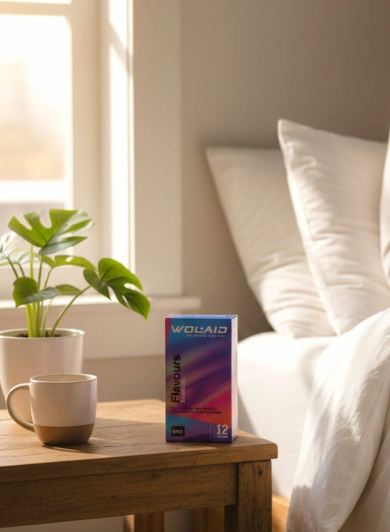 WOLAID Flavours Condoms (12-Pack) – Assorted Banana, Strawberry & Grape – Premium Malaysian Quality - Image 3