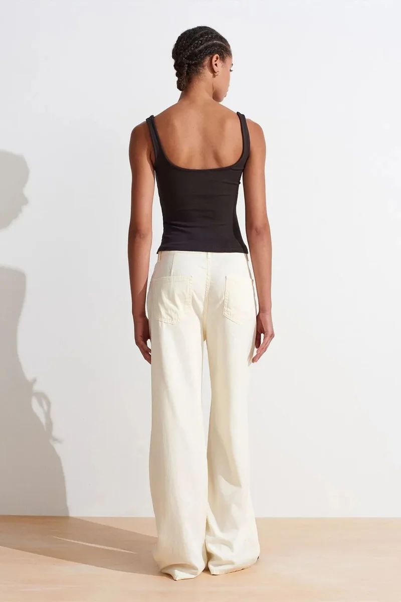 Dilvin Black DILVIN Ribbed Square-neck Sleeveless Blouse for Women | Best Price UAE