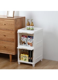 Stewit Stewit 2 Units Plastic Cupboard for Kitchen Plastic Cabinet for Storage Foldable Wardrobe for Plastic Rack for Clothes Storage Cabinet Plastic Modular Drawer Kitchen Storage BoxWhite 2 Layer  - Image 1