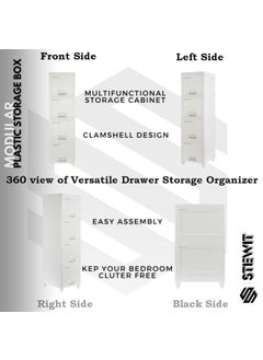 Stewit Stewit 2 Units Plastic Cupboard for Kitchen Plastic Cabinet for Storage Foldable Wardrobe for Plastic Rack for Clothes Storage Cabinet Plastic Modular Drawer Kitchen Storage BoxWhite 2 Layer  - Image 2