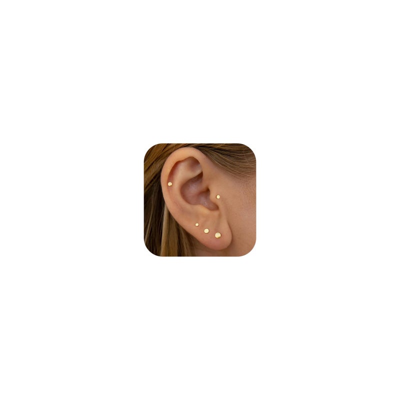 NONTAI Tiny Disc Threadless Flat Back Earrings 20G, Cartilage Tragus Conch Piercing Helix Stud Small Nose Stud - Image 1