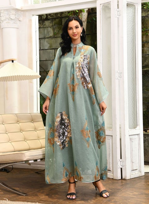 Uni Women Luxury Stand Collar Bead Embroidered Robe Maxi Dresses Exclusive Styles Modern Stylish Abaya Middle East Arabic Banquet Wedding Party Dress Women's Festival Clothing Green | Best Price KSA | Riyadh, Jeddah Uni Women Luxury Stand Collar Bead Embroidered Robe Maxi Dresses Exclusive Styles Modern Stylish Abaya Middle East Arabic Banquet Wedding Party Dress Women's Festival Clothing Green | Best Price KSA | Riyadh, Jeddah