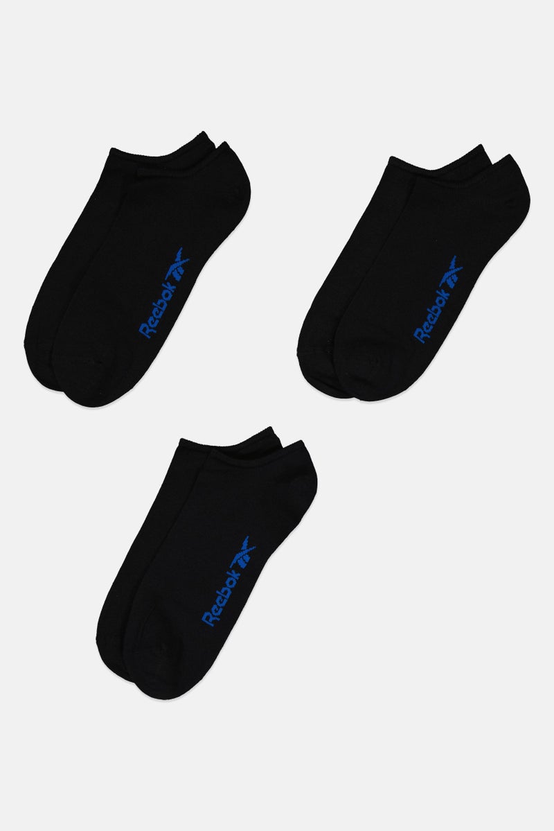 Reebok جوارب قصير للرجال 3 أزواج بشعار العلامة التجارية، أسود - Image 3