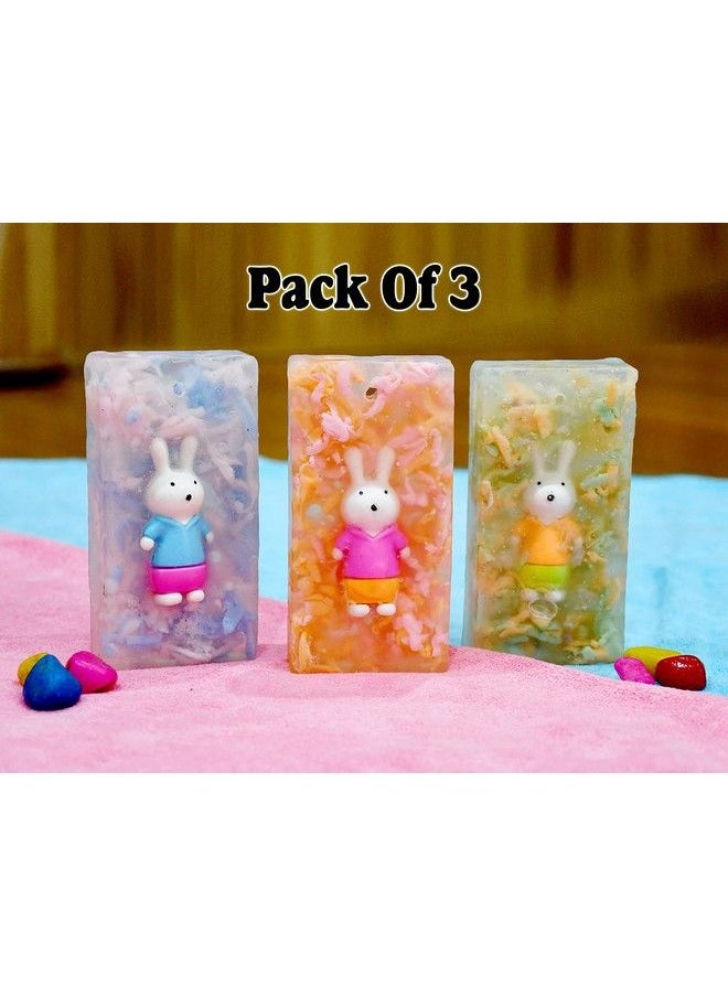 The Little Lookers Baby Soap With Rabbit Eraser ; 100% Handmade & Organic Soap For Babies Kids 120G (Rabbit Pack Of 3)  - Image 3
