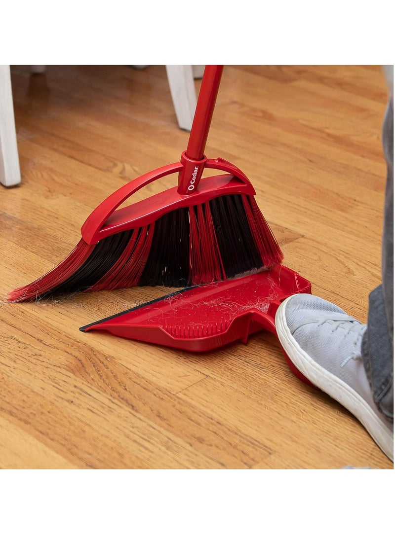 o cedar PowerCorner One sweep Broom with Step-On Dustpan and 3-Piece Handle, Red (Pack of 1) - Image 3