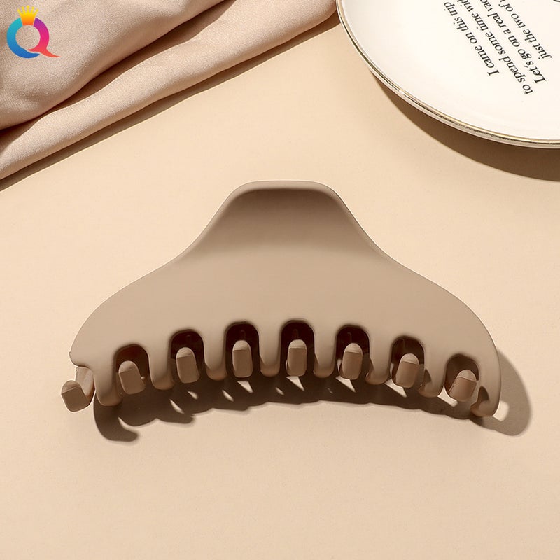 Generic Qiyue Korean curry simple shark clip frosted hairpin fashion back head plate hair clip hair accessories wholesaleMilk coffee scrub grip clip-crescent moon Milk coffee scrub grip clip-crescent moon