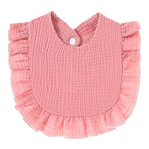 Nishine 4 PACK Solid Muslin Baby Drool Bibs Set for Unisex Boys Girls Cotton Adjustable Teething Feeding Drooling Bibs (Pink Set) - Image 3