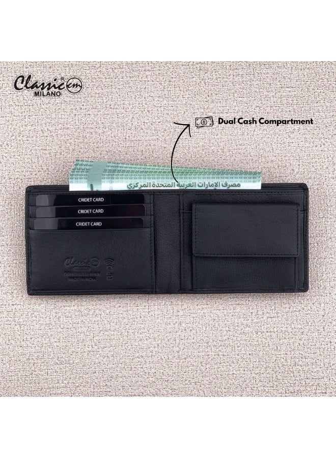 Classic Milano Genuine Leather Wallet for Men – Slim Bifold Men’s Wallet with RFID Blocking, Multiple Card Slots – Stylish Mens Purse Wallets Gift for Husband, Father - Image 2