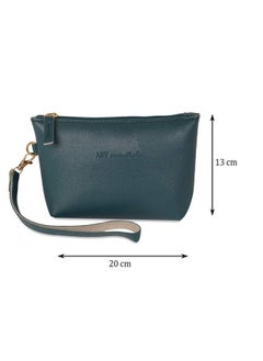 NFI essentials Pu Makeup Pouches For Stylish Women Makeup Bag Accessories Travel Cosmetic Bags Make Up Pouch Girls Set Of 2 Brown D Green  - Image 5