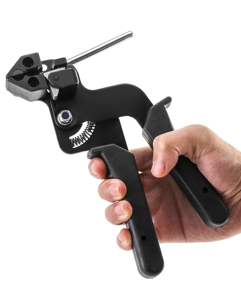 QWORK Cable Tie Gun, Stainless Steel Zip Tie Tightener Wrap Tool, Self-locking Metal Zip Ties Tool, Cable Tie Fasten and Cut for Nylon Plastic Steel Cable Ties - Image 1