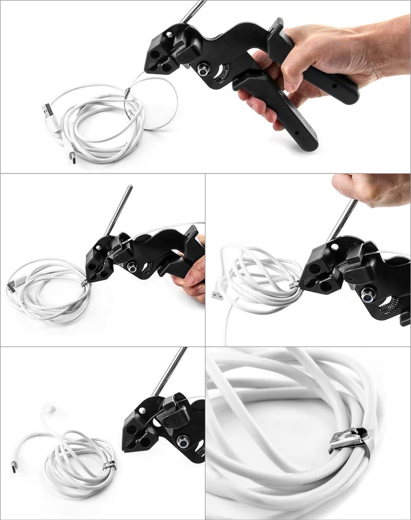 QWORK Cable Tie Gun, Stainless Steel Zip Tie Tightener Wrap Tool, Self-locking Metal Zip Ties Tool, Cable Tie Fasten and Cut for Nylon Plastic Steel Cable Ties - Image 4