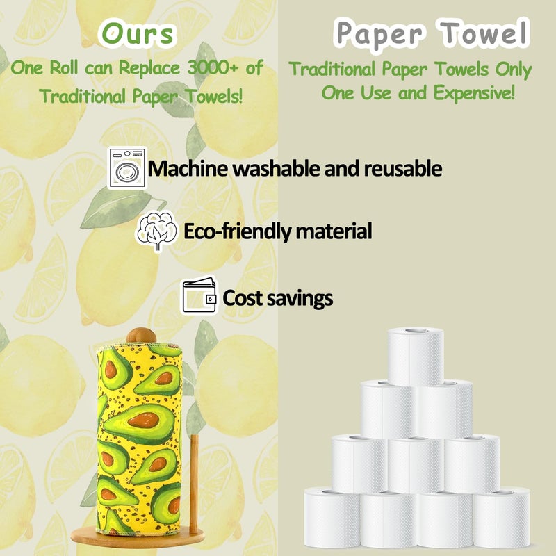ROGITU 25 Pack Reusable Paper Towels, Paperless Towels Roll Washable Cotton Cloth for Kitchen Towels Zero Waste Products Alternative Paper Towels Alternative (Fruit01) - Image 3