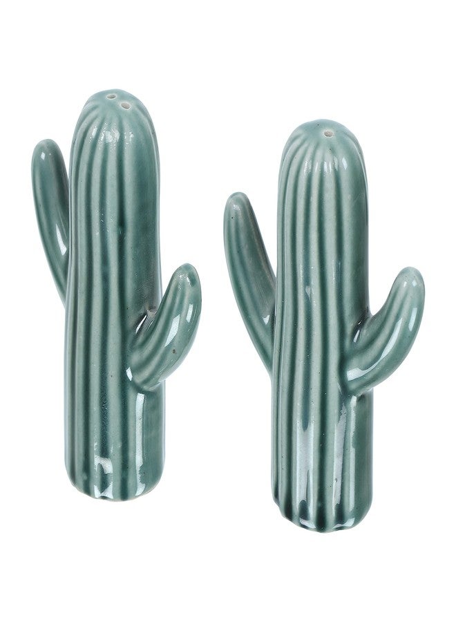 WHOLELIFEOBJECTS Salt & Pepper Shakers - Vintage Ceramic Salt & Pepper Shaker Set - Retro Farmhouse Home Decorative Jar Dispenser for Kitchen - Cactus Shaped (Set of 2) - Image 1