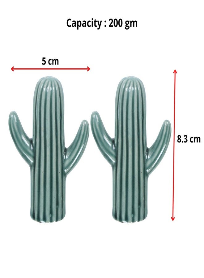 WHOLELIFEOBJECTS Salt & Pepper Shakers - Vintage Ceramic Salt & Pepper Shaker Set - Retro Farmhouse Home Decorative Jar Dispenser for Kitchen - Cactus Shaped (Set of 2) - Image 4