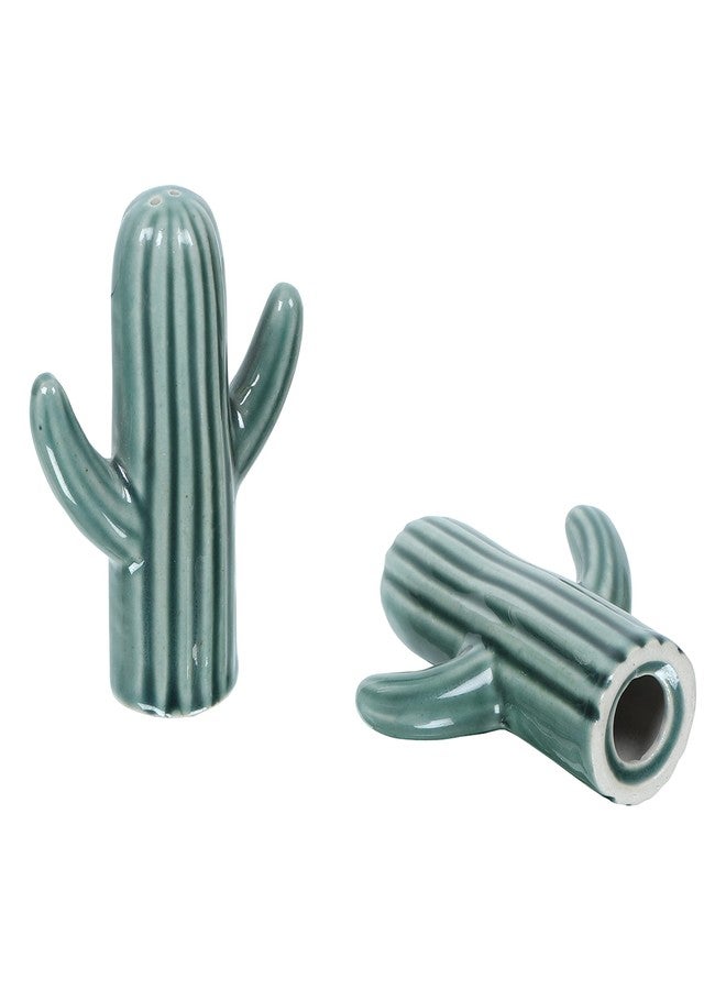 WHOLELIFEOBJECTS Salt & Pepper Shakers - Vintage Ceramic Salt & Pepper Shaker Set - Retro Farmhouse Home Decorative Jar Dispenser for Kitchen - Cactus Shaped (Set of 2) - Image 3