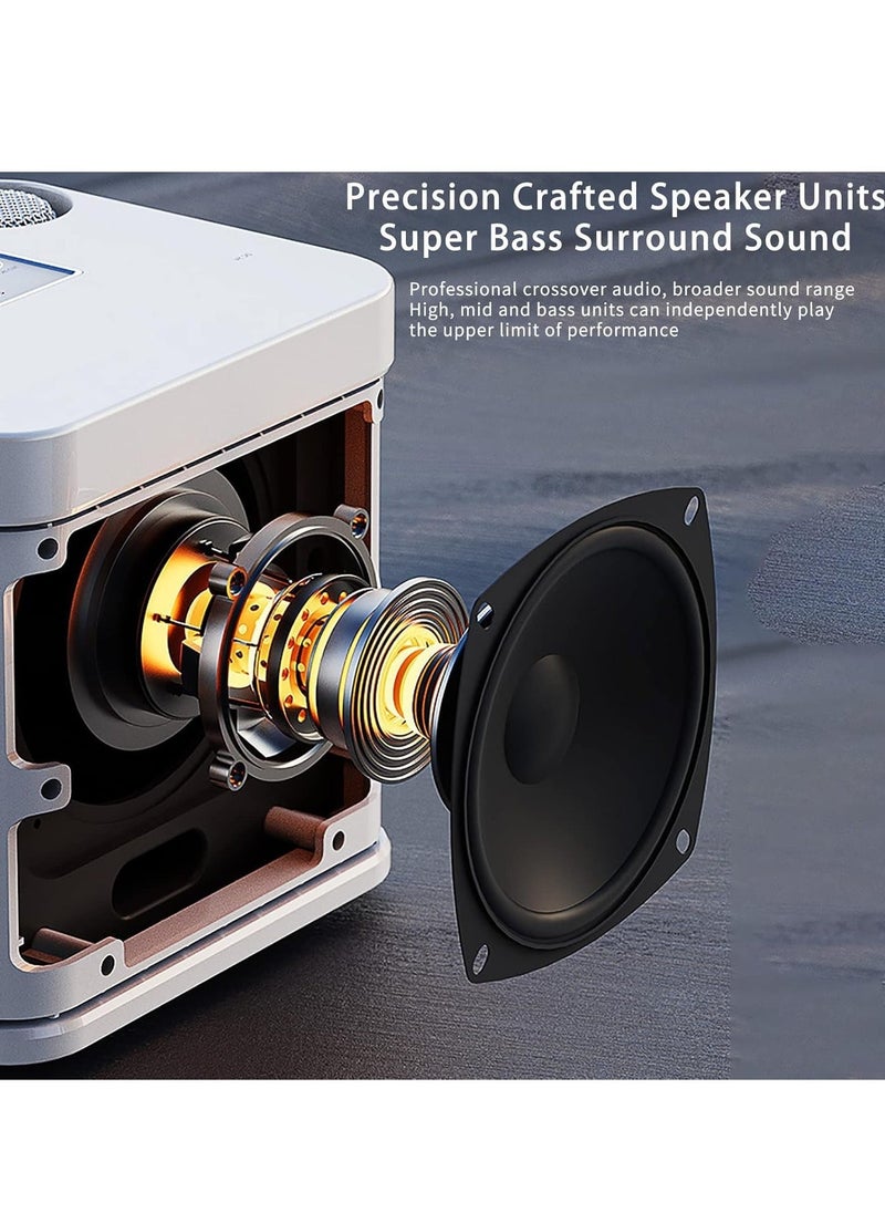 TIGER Karaoke Machine with 2 Wireless Microphones – Portable Bluetooth Karaoke Speaker PA System with Echo & Vocal Cut – Supports TF, AUX-in, USB Flash Disk for Indoor & Outdoor Parties – Perfect for Family Party Singing - Image 4