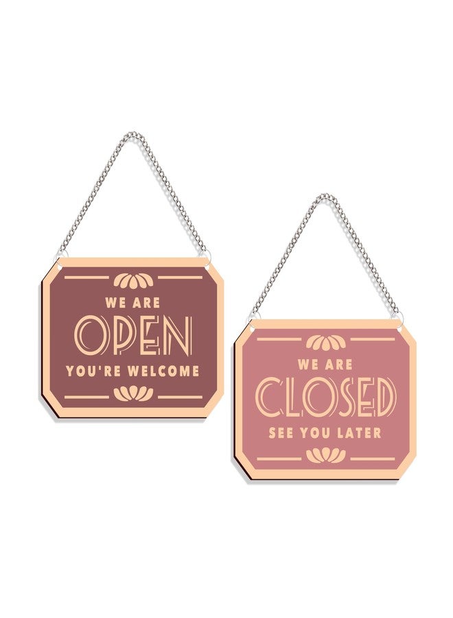DELWOR Wooden Open Closed Sign - Double-Sided Open Sign for Window or Door, Vintage Style Wood Closed Sign, Open and Closed Signs for Business, Decorative Open-Closed (Square) - Image 1